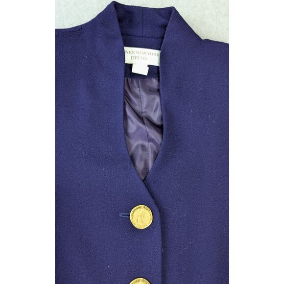 Jones New York Vintage Purple Dress 10 Worsted Wool Gold Buttons A-Line USA - Picture 12 of 16